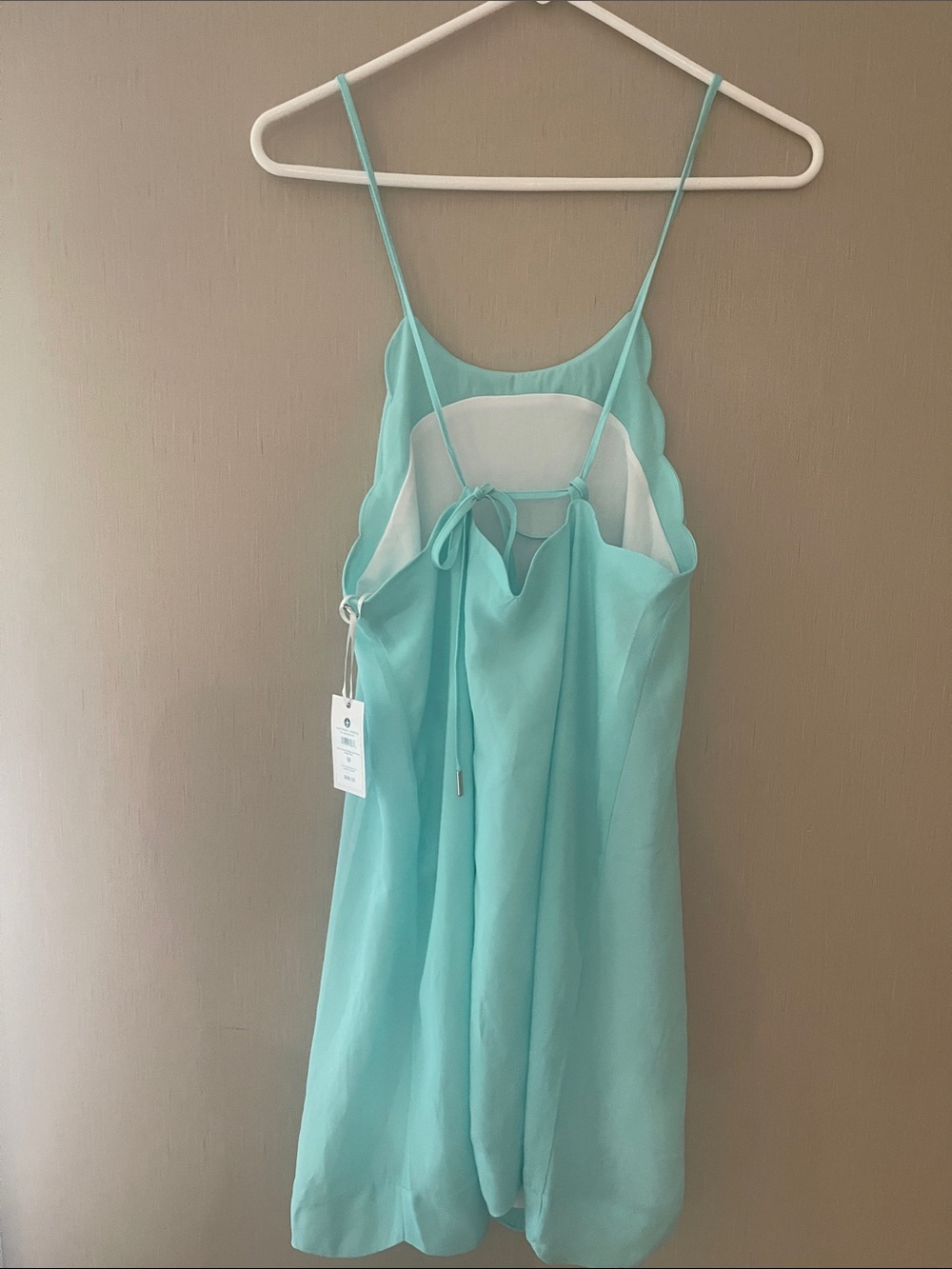 Lauren James NWT medium daisy scallop strappy back dress ocean palm Aqua - Picture 7 of 8